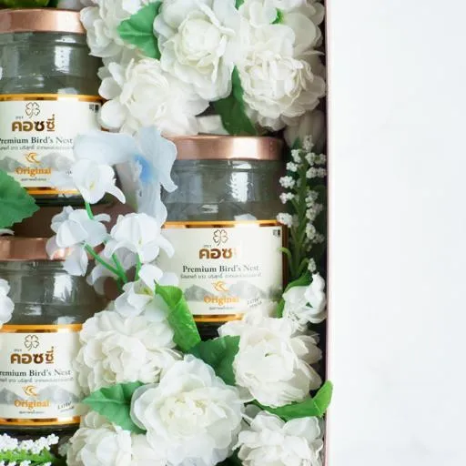 Faux Flower กล่องดอกไม้ประดิษฐ์ รังนกพรีเมี่ยม 5 ขวด - COZXY Product Image