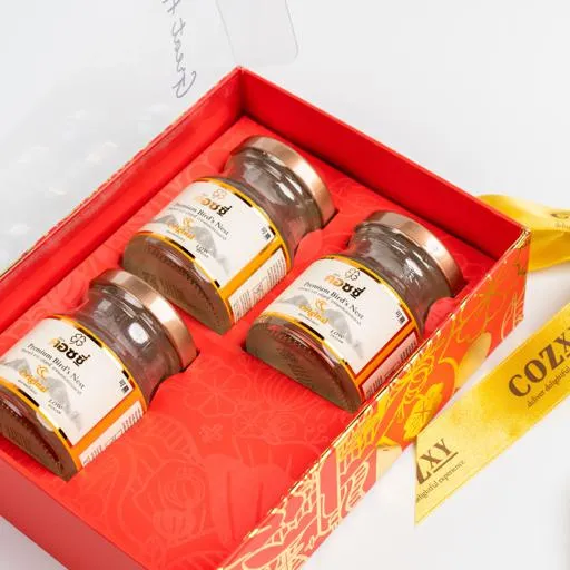 Happy Chinese New Year กล่องของขวัญ รังนกแท้พรีเมี่ยม 3 ขวด - COZXY Product Image