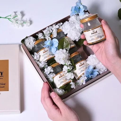Faux Flower กล่องดอกไม้ประดิษฐ์ รังนกพรีเมี่ยม 5 ขวด - COZXY Product Image